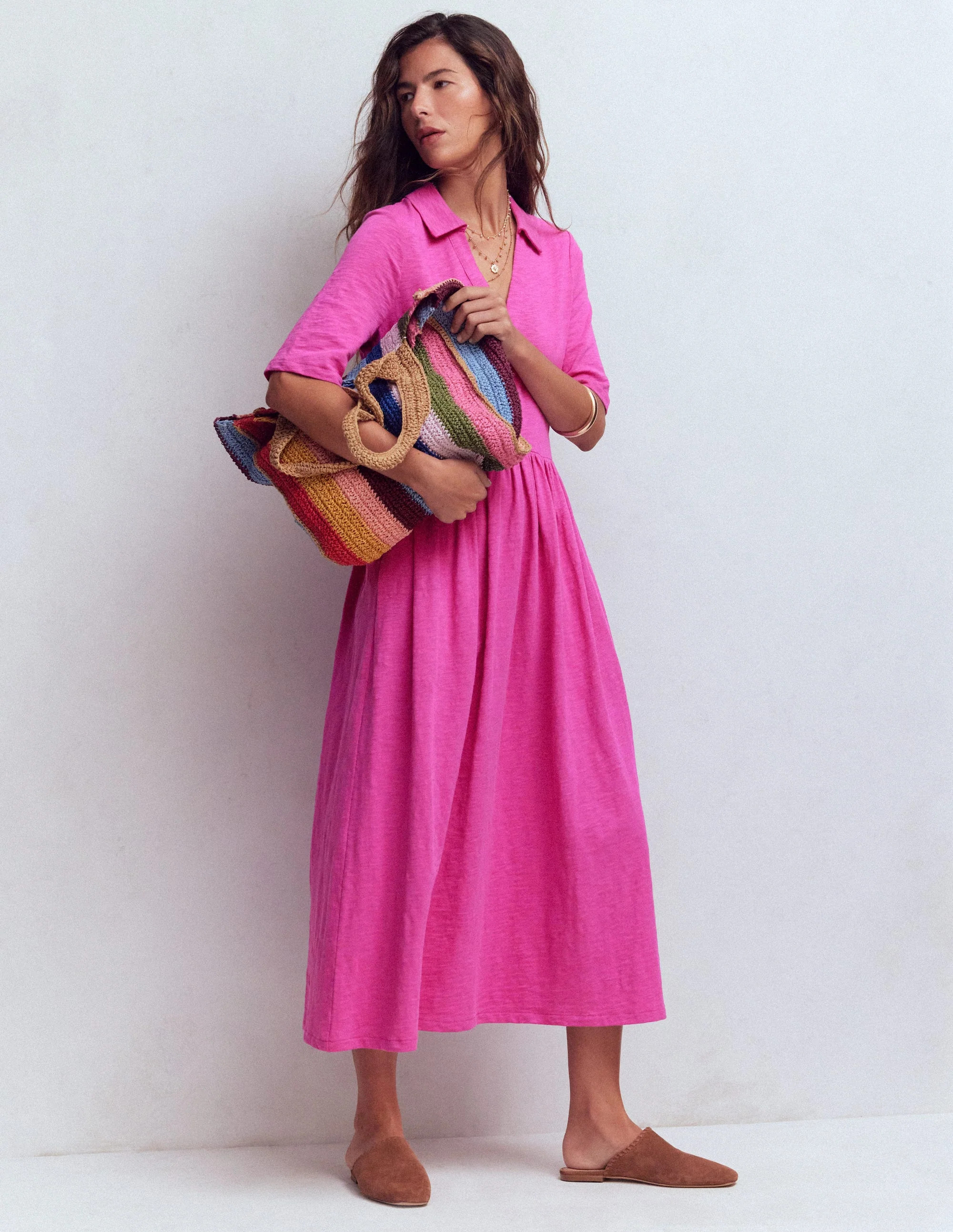 Aria Collared Jersey Dress-Passion Flower | Boden (US)