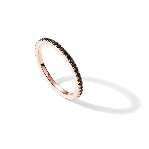 PAVOI 14K Rose Gold Plated Sterling Silver Stackable Ring with Colored CZ Stones | Black CZ Eternity Bands for Women (Size 7) | Amazon (US)