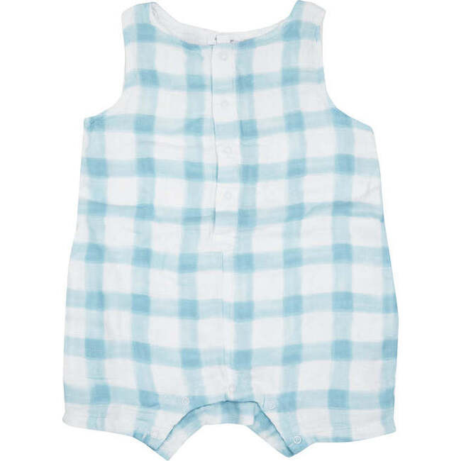 Angel Dear | Painted Gingham | Organic Cotton (Blue Shortie Romper, Size 18-24M) | Maisonette | Maisonette