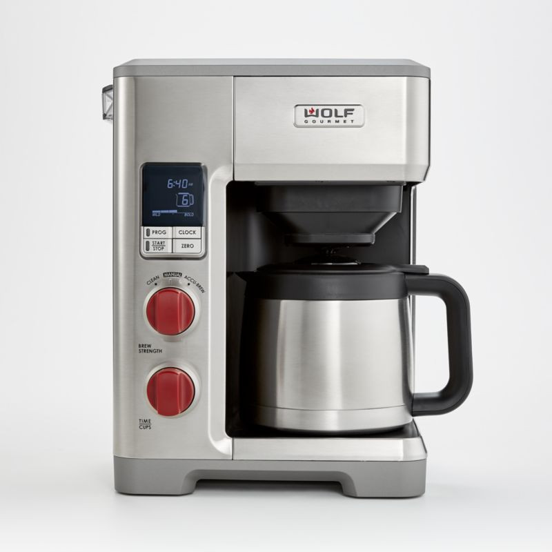 Wolf Gourmet Automatic Drip Coffee Maker with Red Knobs + Reviews | Crate & Barrel | Crate & Barrel