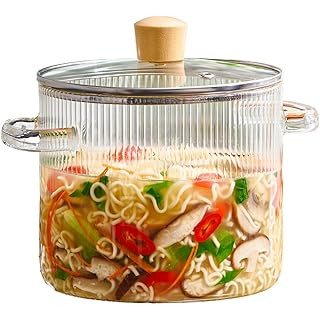 Glass Cooking Pot with Lid - 1.6L(54oz) Heat Resistant Borosilicate Glass Cookware Stovetop Pot S... | Amazon (US)