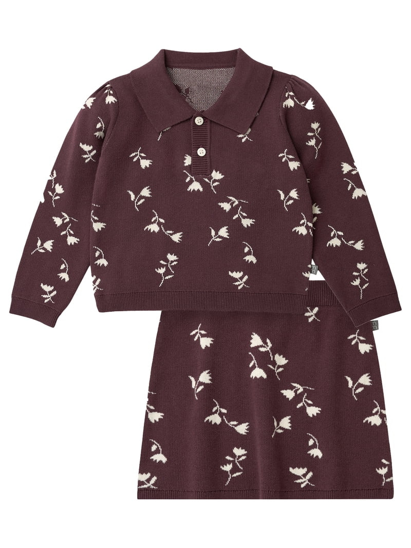 Modern Moments by Gerber Toddler Girl Jacquard Sweater and Skirt Set, 2-Piece, Sizes 12 Months - ... | Walmart (US)