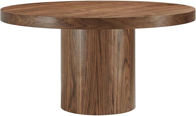 Modway Gratify 59" Round MDF Wood Dining Table in Walnut Finish | Amazon (US)