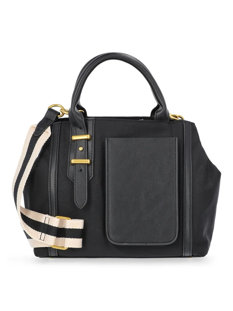 Free Assembly Women's Mixed Media Satchel, Black | Walmart (US)
