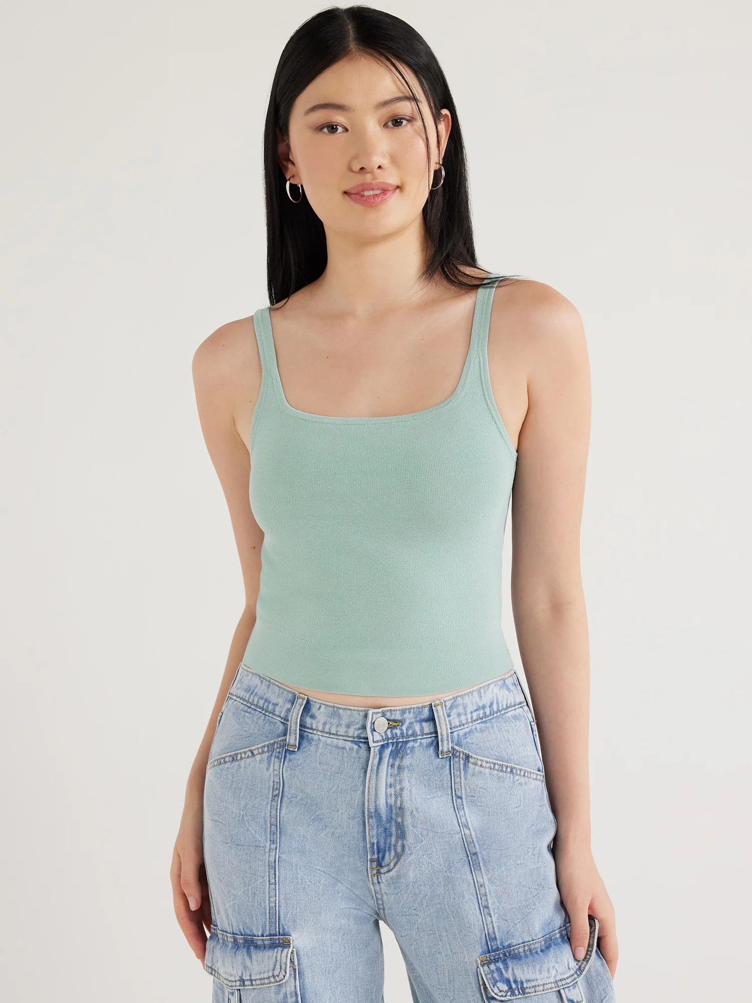 Scoop Women's Cropped Sweater Knit Tank Top, Sizes XS-XXL | Walmart (US)