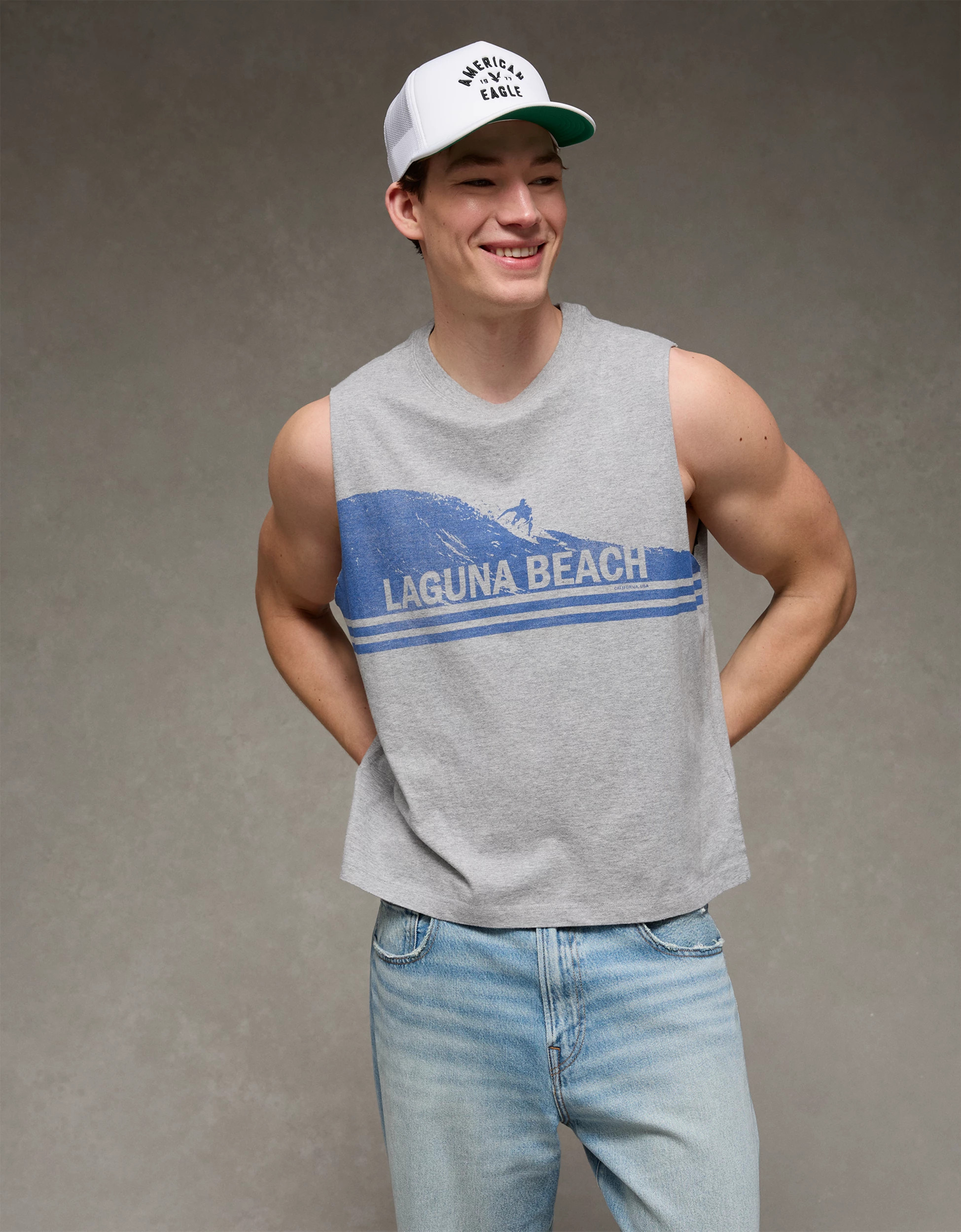 AE Boxy Fit Destination Graphic Tank Top | American Eagle Outfitters (US & CA)