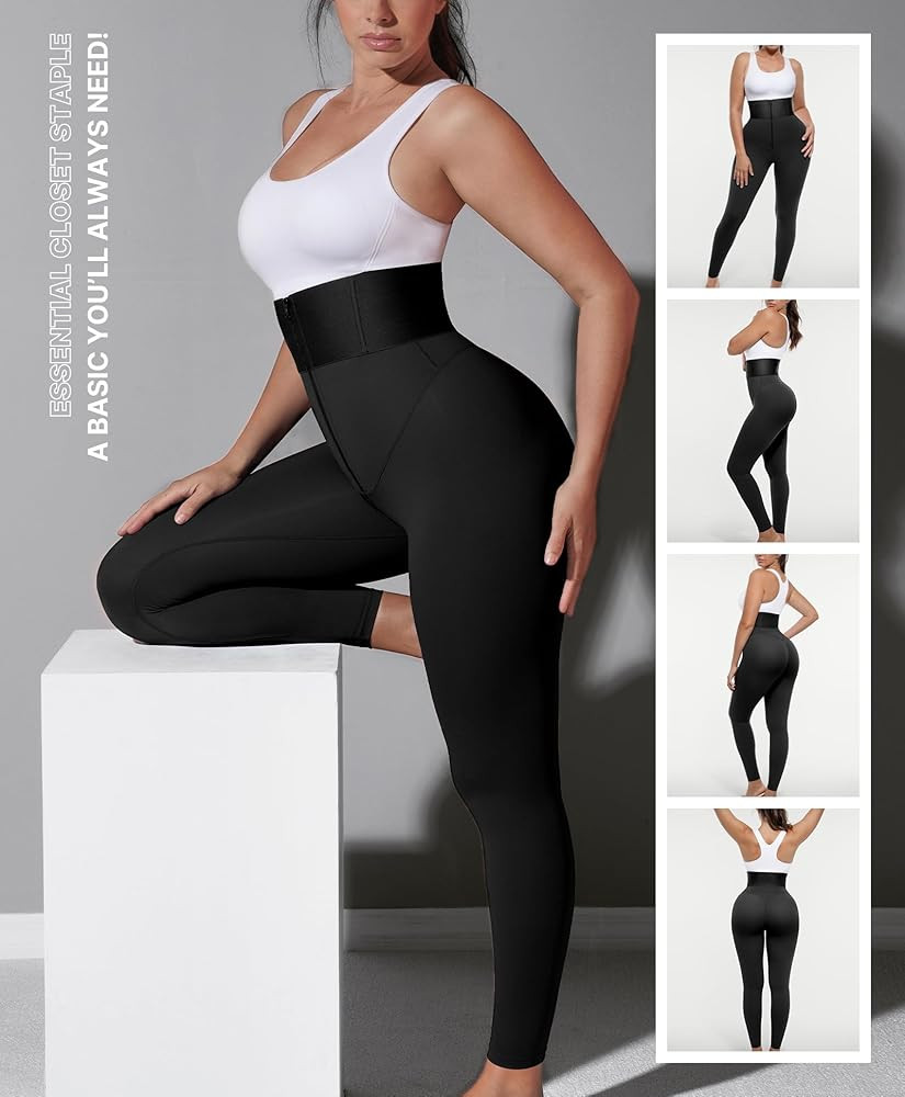SHAPELLX Leggings for Women Tummy Control High Waisted Shapewear Leggings Non-See-Through Workout... | Amazon (US)
