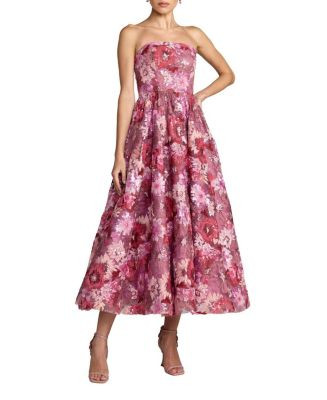 Sequin Mesh Strapless Midi Dress With Pockets | Bloomingdale's (US)