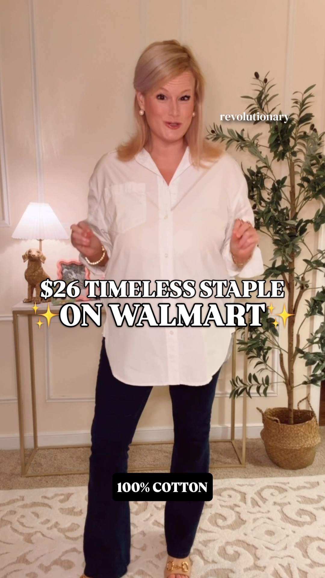 Walmart white button down shirt | 100% cotton shirt women | Ralph Lauren inspired style | work outfits | teacher outfits

A classic white button down is one of those wardrobe staples you can wear all year, and this one is only $26 on Walmart.

The 100% cotton fabric is lightweight and breathable with a pointed collar, button front, chest pocket, adjustable cuffs and a curved shirttail hem. The relaxed boyfriend silhouette gives it that easy Ralph Lauren inspired look that works tucked, untucked, buttoned or layered.

I’m wearing a medium, and the fit is very generous. Stay with your normal size for the relaxed boyfriend fit or go down if you want less volume. It is also available in several prints.

It covers business casual workwear, teacher outfits, casual Friday, fall layering, travel outfits and everyday preppy style.

white button down shirt women, white button up shirt women, white cotton shirt women, 100 percent cotton shirt women, women’s white collared shirt, women’s cotton button down, oversized white button down women, boyfriend button down shirt women, relaxed fit button down, long sleeve white shirt women, white work shirt women, classic white shirt women, crisp white button down, lightweight cotton shirt women, breathable cotton shirt, pointed collar shirt women, button front shirt women, curved hem shirt women, U.S. Polo Assn women, U.S. Polo Assn shirt, Walmart white button down, Walmart shirts women, Walmart fashion finds, Ralph Lauren inspired shirt, Ralph Lauren look for less, preppy shirts women, classic preppy style, preppy work outfits women, teacher outfits women, teacher tops women, work tops women, business casual tops women, business casual outfits women, office outfits women, casual Friday outfits, fall work outfits women, fall teacher outfits, capsule wardrobe staples, year round wardrobe essentials, layering shirt women, shirt with jeans outfit, affordable workwear women

#WalmartStyle #WalmartFinds #WhiteButtonDown #LookForLess #TeacherOutfit #LTKFindsUnder50 #WorkOutfit #BusinessCasual

#LTKootd #LTKWorkwear #LTKMidsize