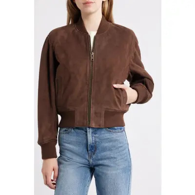 Schott NYC Suede Bomber Jacket in Brown at Nordstrom, Size Small | Nordstrom