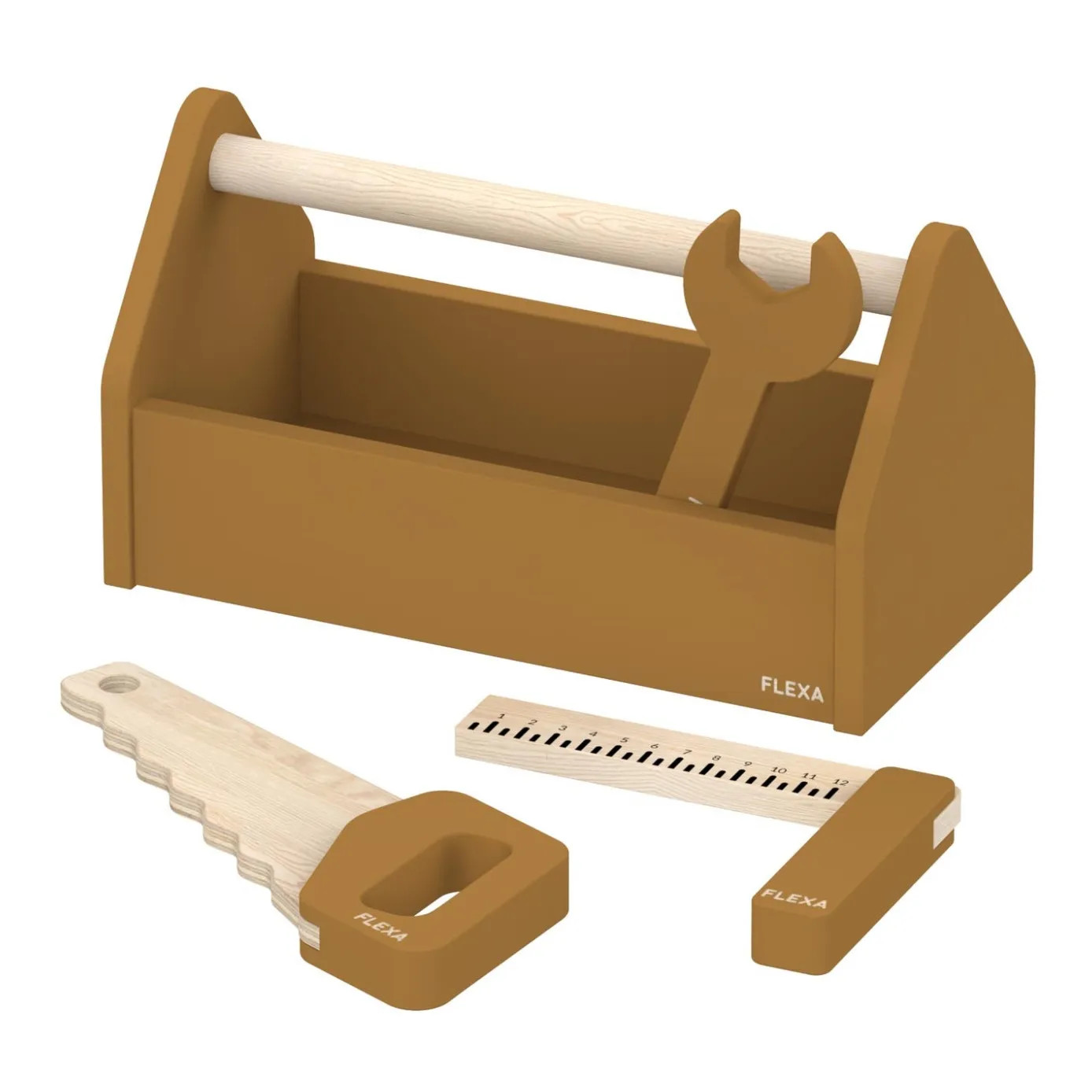 Wooden Tool Kit - Set of 4 | Camel | Smallable