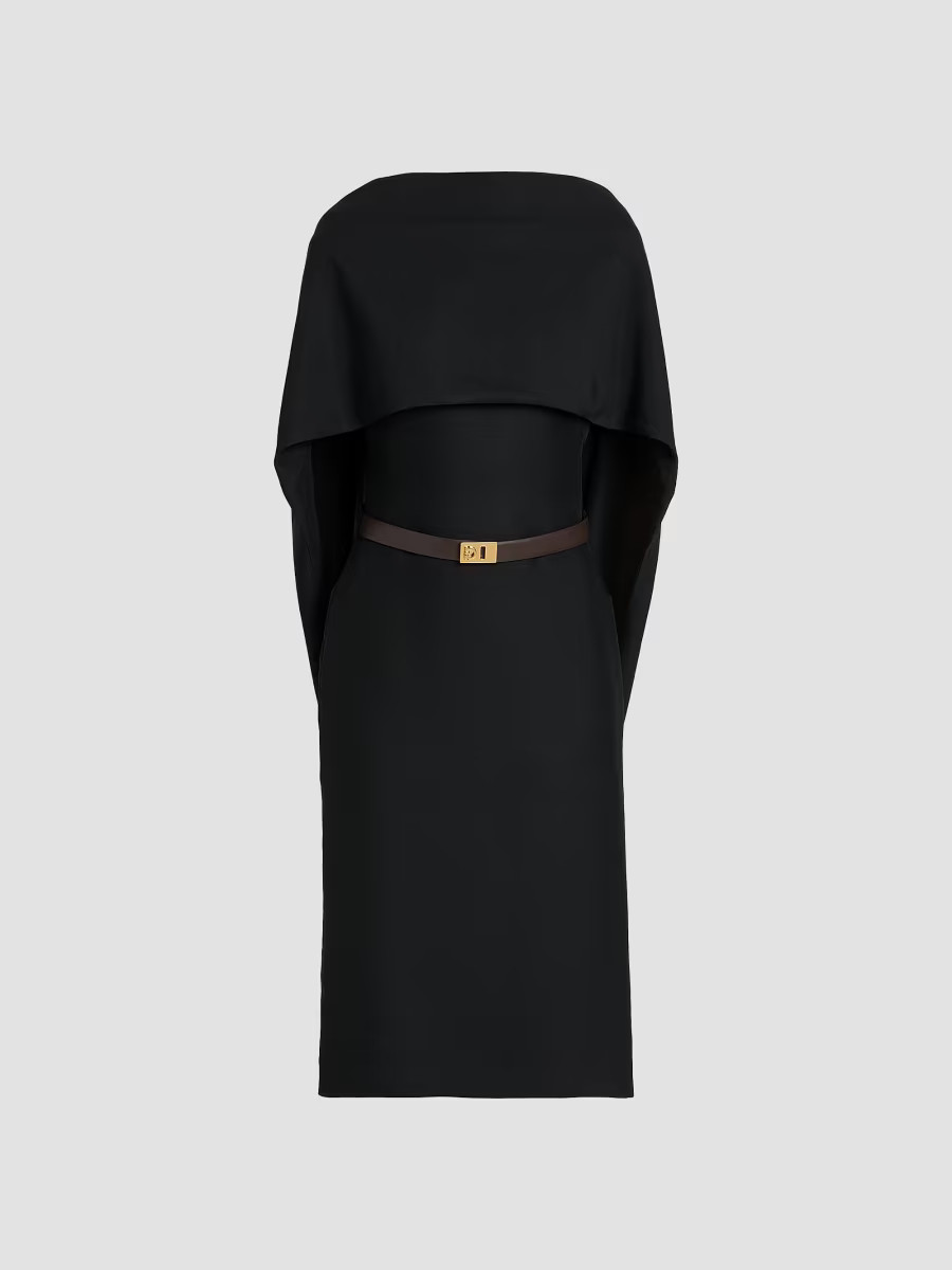 Women's Capelette Belted Midi-Dress - Nero - Size 4 | Saks Fifth Avenue