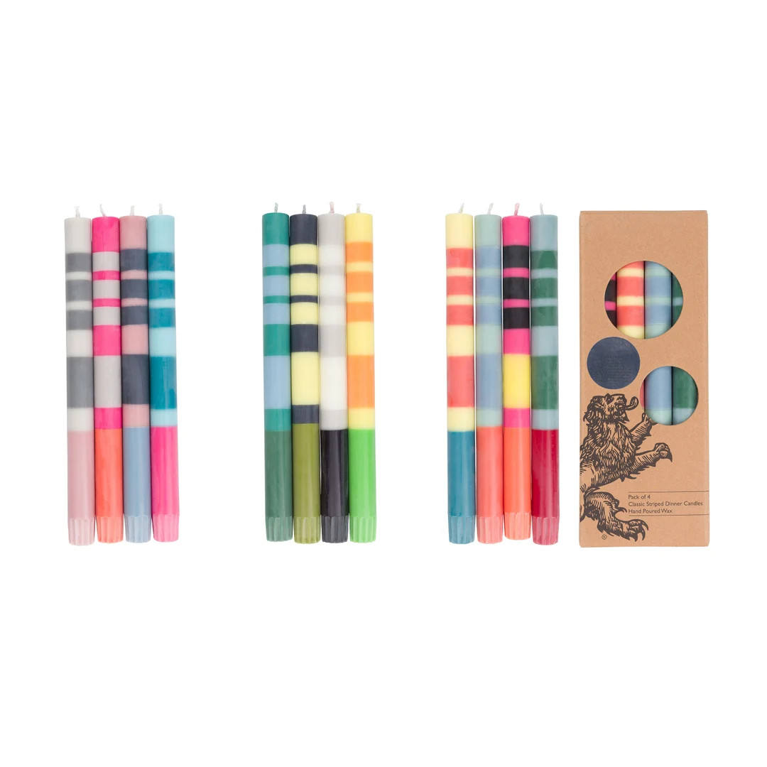 NEW Mixed Packs of 4 Striped Color Fair Trade Eco Wax Candles - Etsy | Etsy (US)