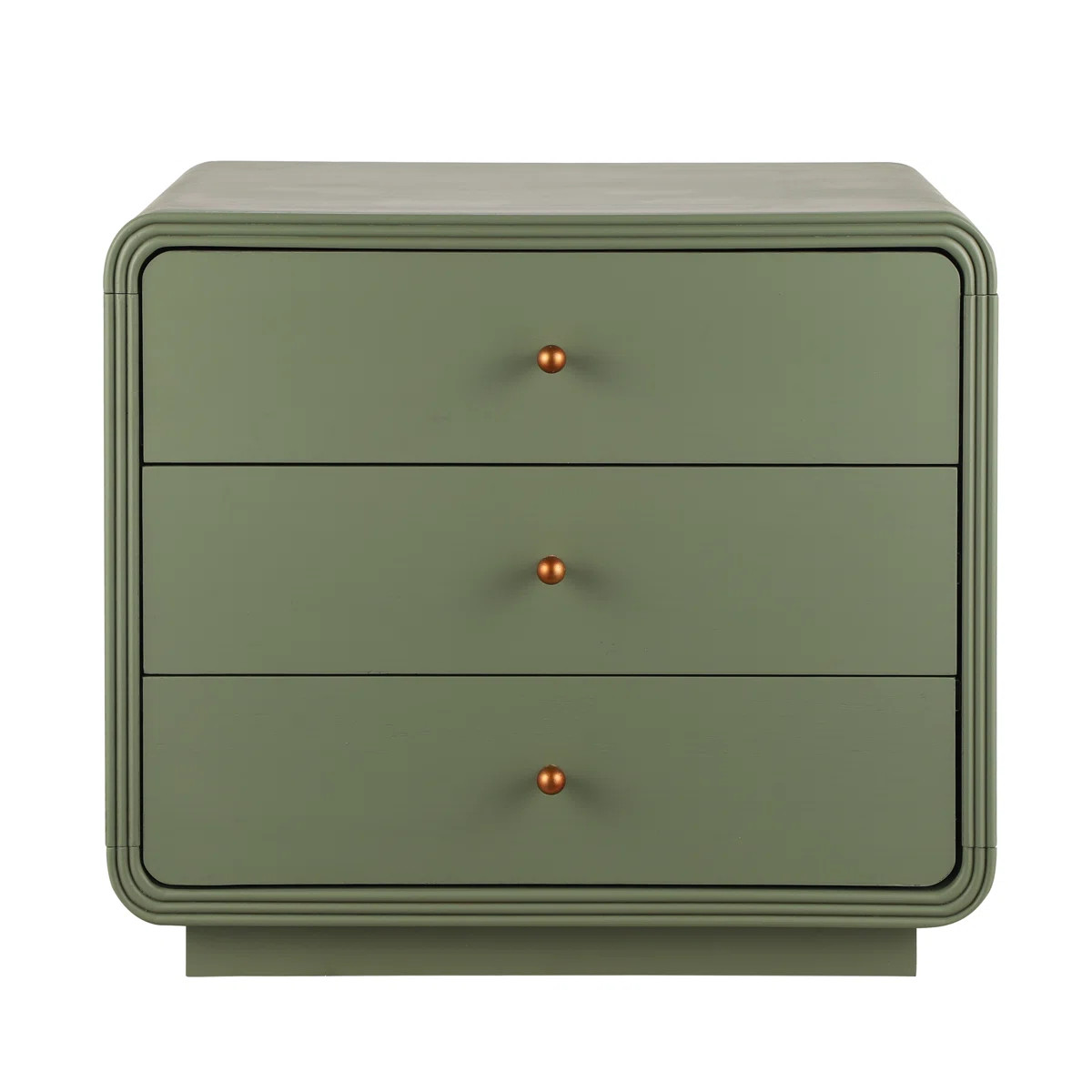 Lyra Modern 3-Drawer Nightstand With Curved Edges And Antique Gold Handles | Wayfair North America