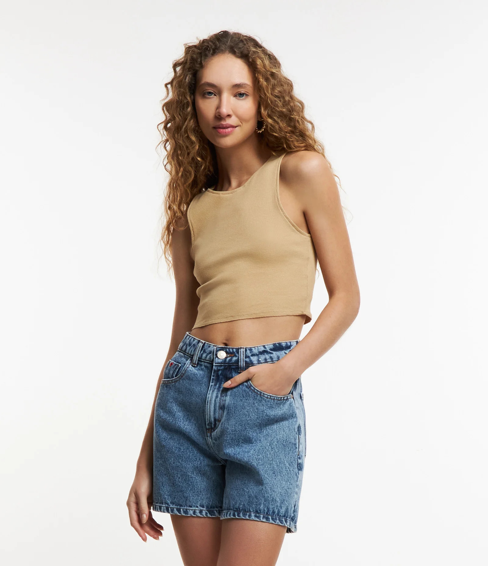 Blusa Cropped sem Manga em Algodão com Textura Canelada Preto - Lojas Renner | Renner (BR)