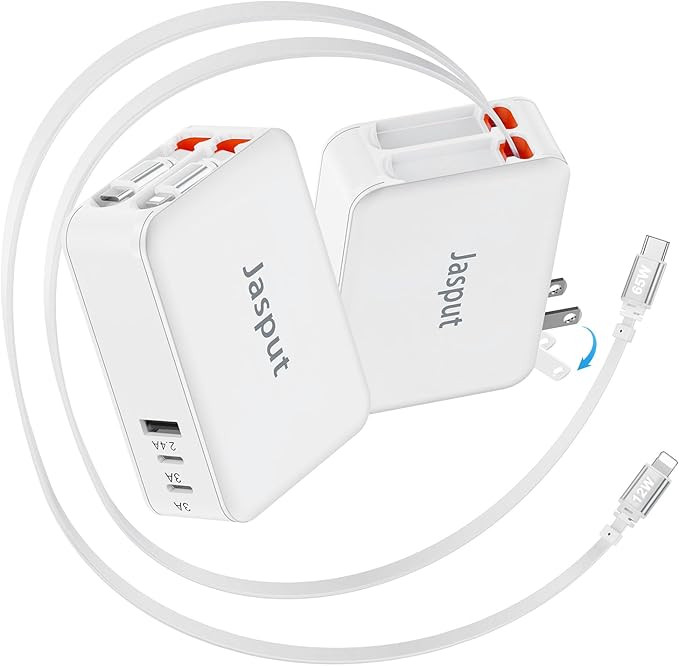 65W Retractable Wall Charger,5 in 1 Retractable Phone Charger Wall Plug with 3 USB Ports, 3.9FT P... | Amazon (US)