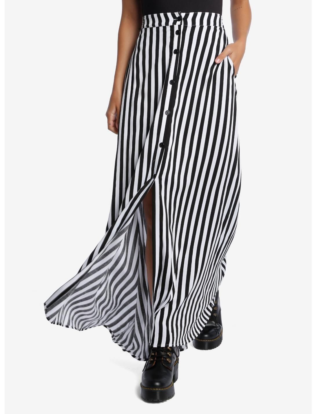 Black & White Stripe Maxi Skirt | Hot Topic
