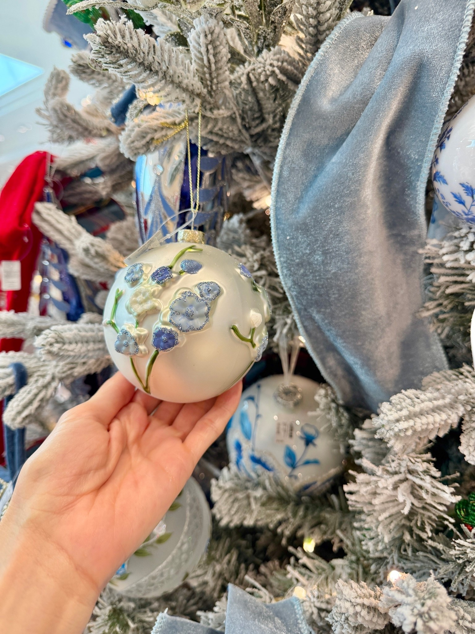 Flower Christmas ornament, Christmas decor 2026 blue and white decor floral ornaments

#LTKHome #LTKdayinmylife #LTKSaleAlert