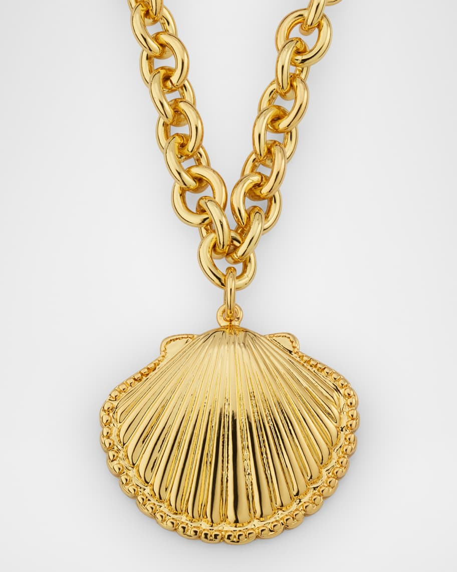 Kenneth Jay Lane Gold-Plated Shell Pendant Necklace | Neiman Marcus
