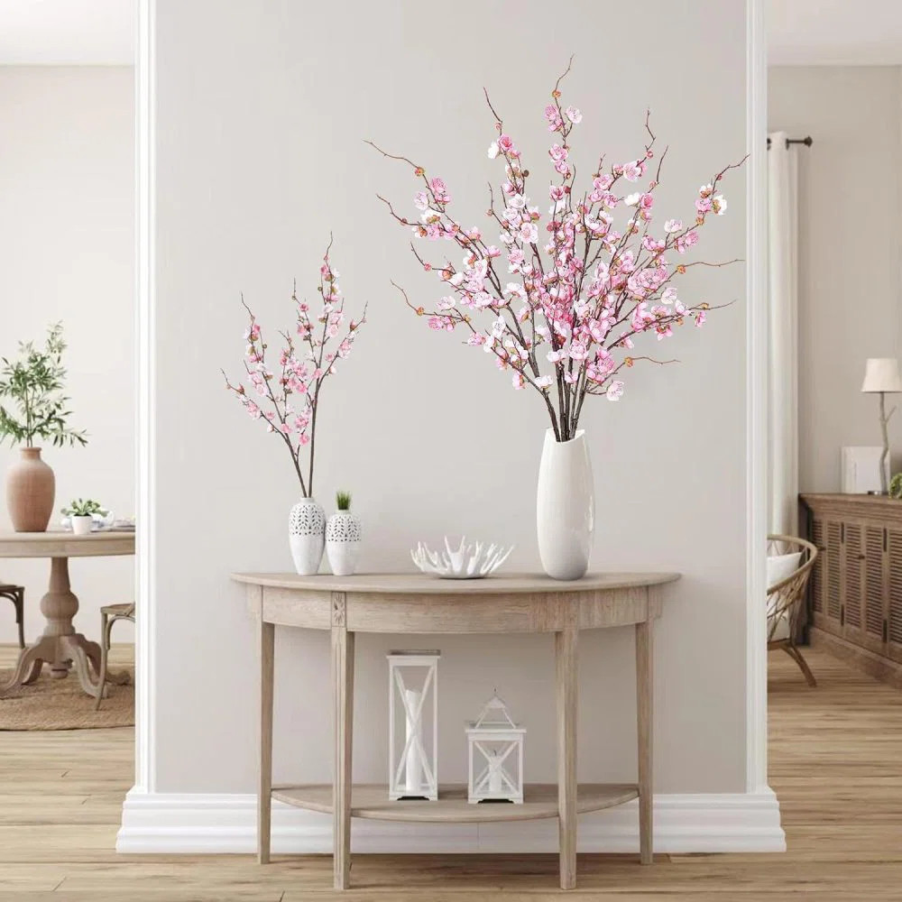 7 Pcs Faux Cherry Blossom Decor, Long Stem Artificial Flowers for Tall Vase, Cherry Blossom Tree ... | Wayfair North America