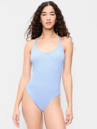 Ribbed Braided-Strap One-Piece Swimsuit | Old Navy (US)