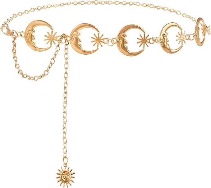 FIORETTO Chain Belt for Women Metal Waist Chain Fashion Multilayer Chain Belts for Dress | Amazon (US)