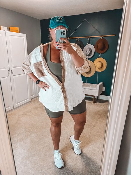 Activewear romper with a light weight button up - this may be my favorite spring time look. 

Activewear romper 
Athleisure 
Athletic shoes
Athleisure outfits 
Sneakers 
Plus size ootd 


#LTKplussize #LTKover40 #LTKstyletip