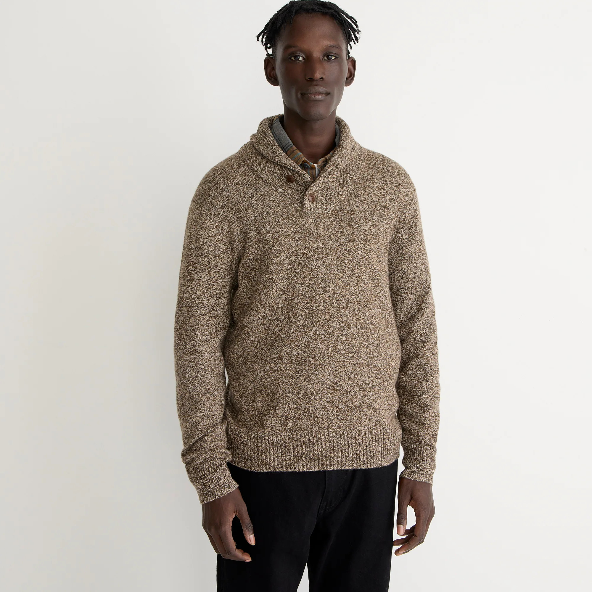 Marled rugged merino wool shawl-collar sweater | J. Crew US