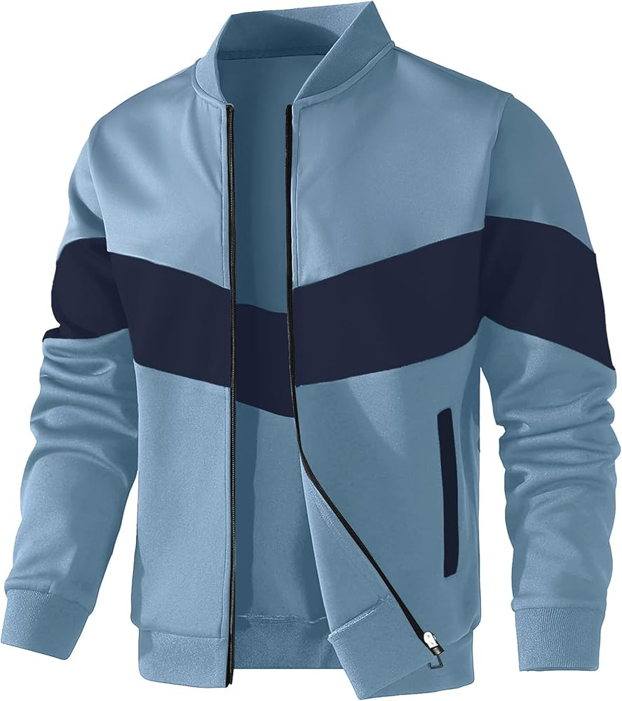HYPESTFIT Mens Lightweight Jacket Casual Bomber Jacket Color Block Varsity Coat | Amazon (US)