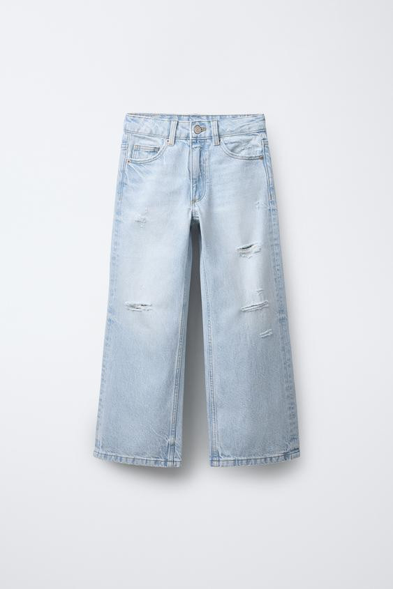 RIPPED WIDE LEG JEANS | Zara US
