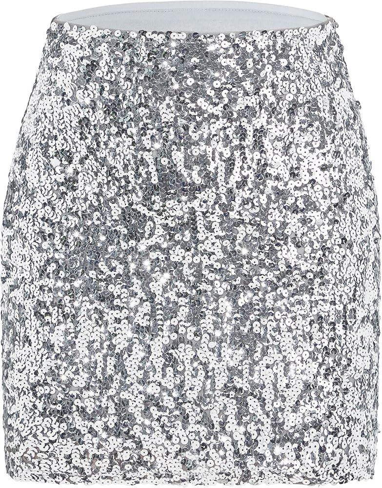 Zando Women's Sequin Skirt Sparkle Stretchy Glitter Sequin Bodycon Sparkly Skirt Mini Skirt for N... | Amazon (US)