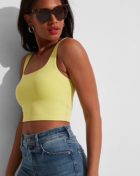 Body Contour Cropped Square Neck Tank | Express