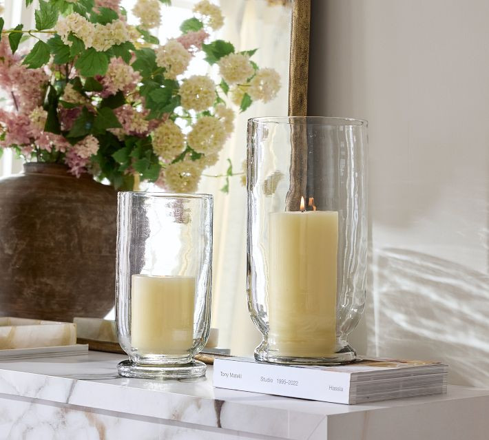 Footed Recycled Glass Hurricanes: Clear: Small | Pottery Barn (US)