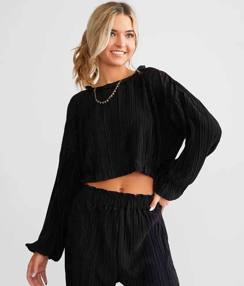 Pleated Satin Cropped Top | Buckle