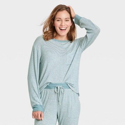 Women's Perfectly Cozy Striped Lounge Sweatshirt - Stars Above™ | Target