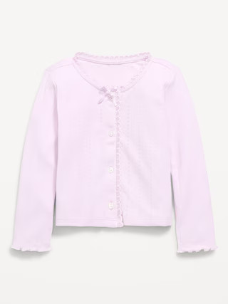 Long-Sleeve Pointelle Button-Front Top for Toddler Girls | Old Navy (US)