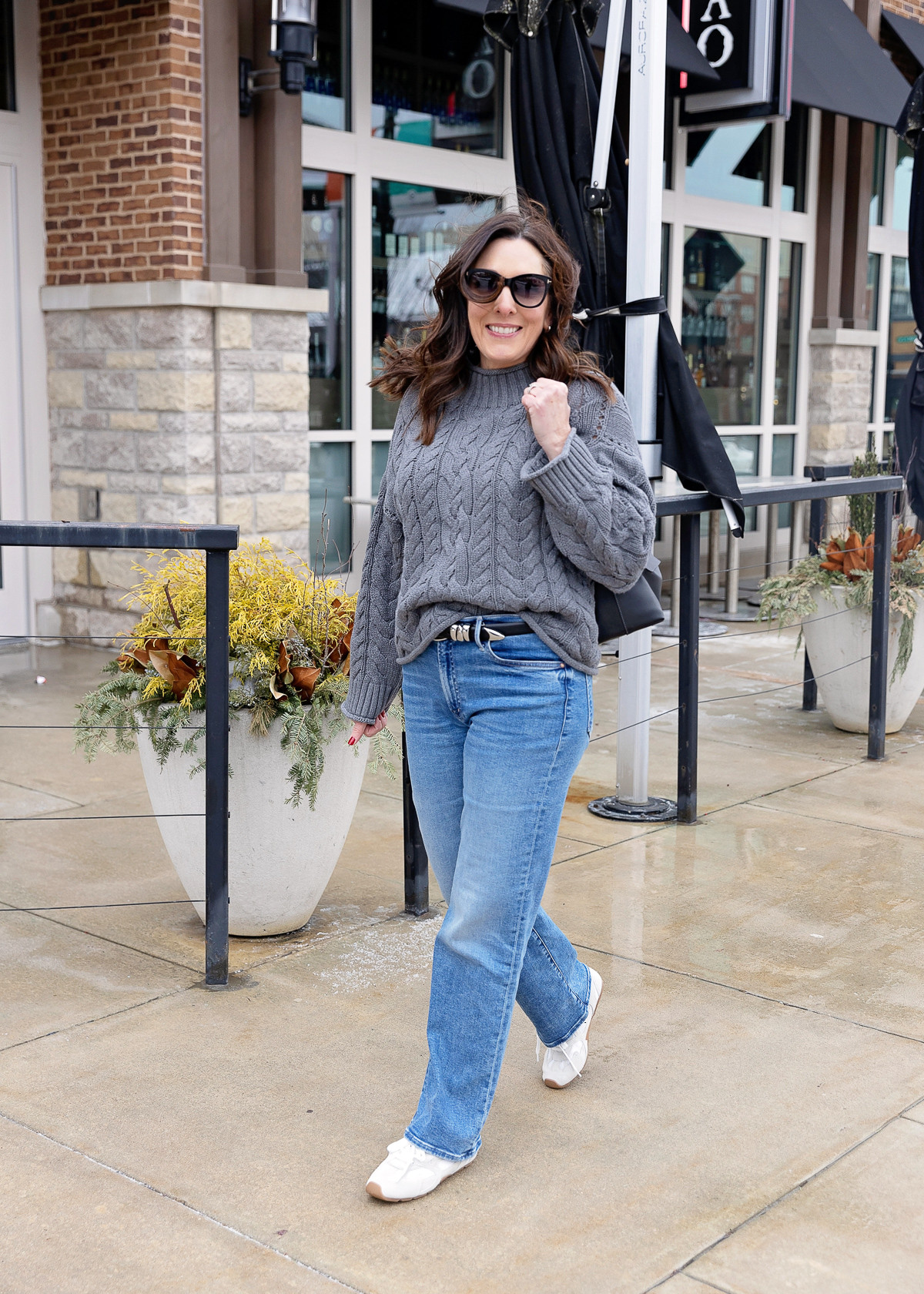 Keeping it simple with texture and great-fitting jeans. A cable knit instantly makes basics feel styled. 

 #LTKootd #LTKSeasonal #LTKOver40