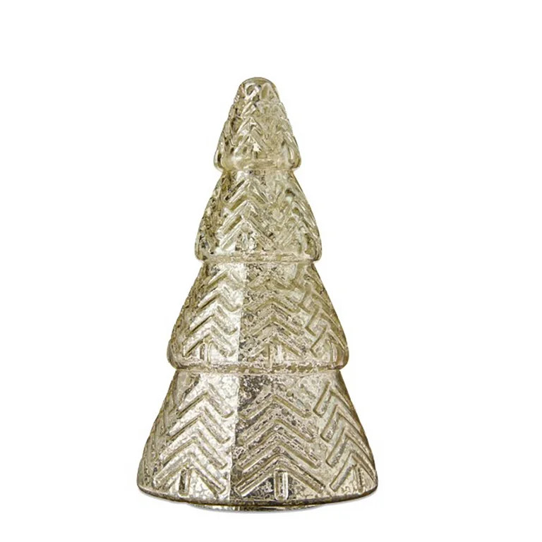 Glass Ribbed Christmas Tree Tabletop Decoration, Rose Gold, 10"x5.5", by RZDLIZJ - Walmart.com | Walmart (US)