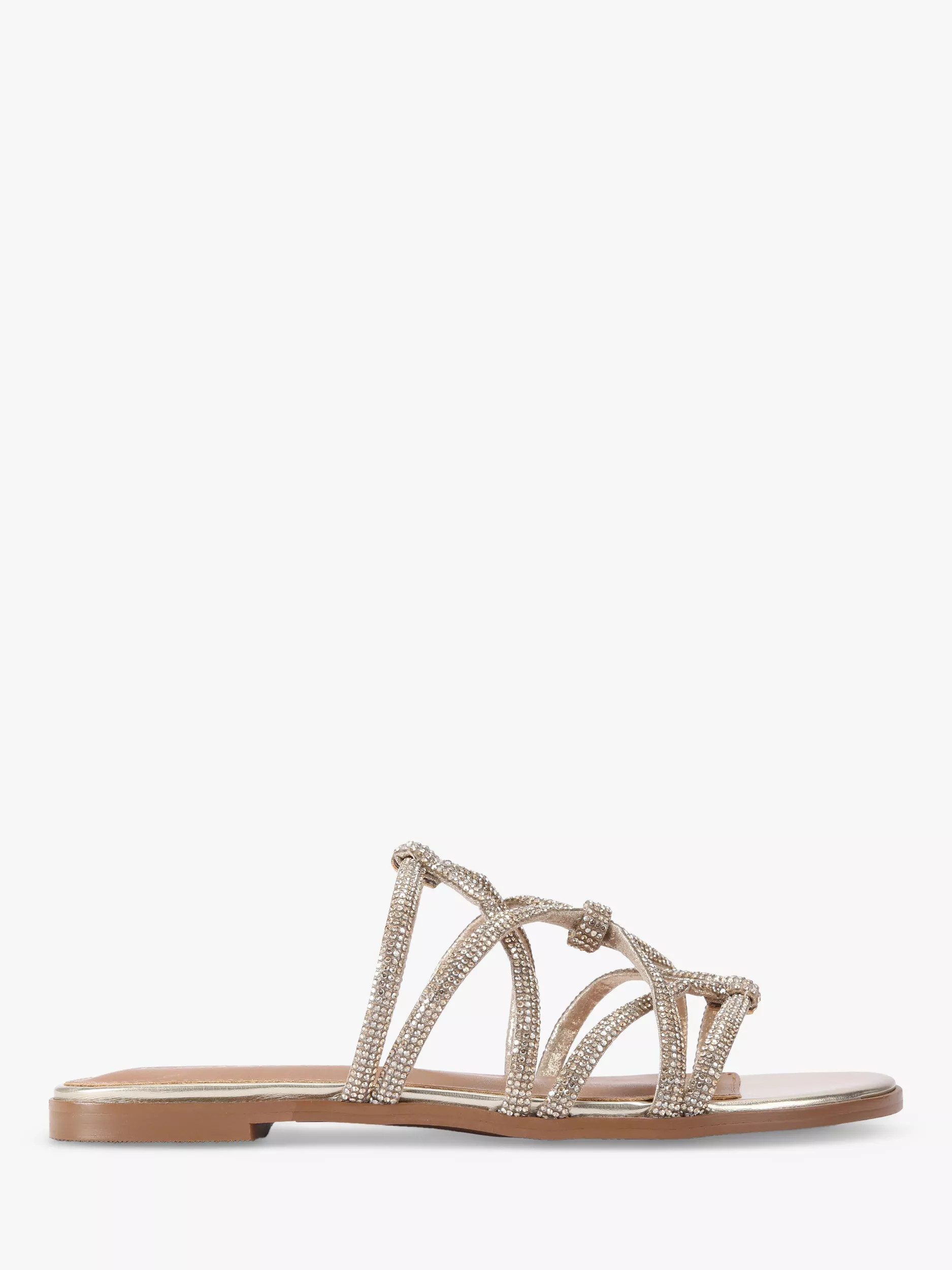 KG Kurt Geiger Perla Embellished Straps Footbed Sandals, Gold | John Lewis (UK)
