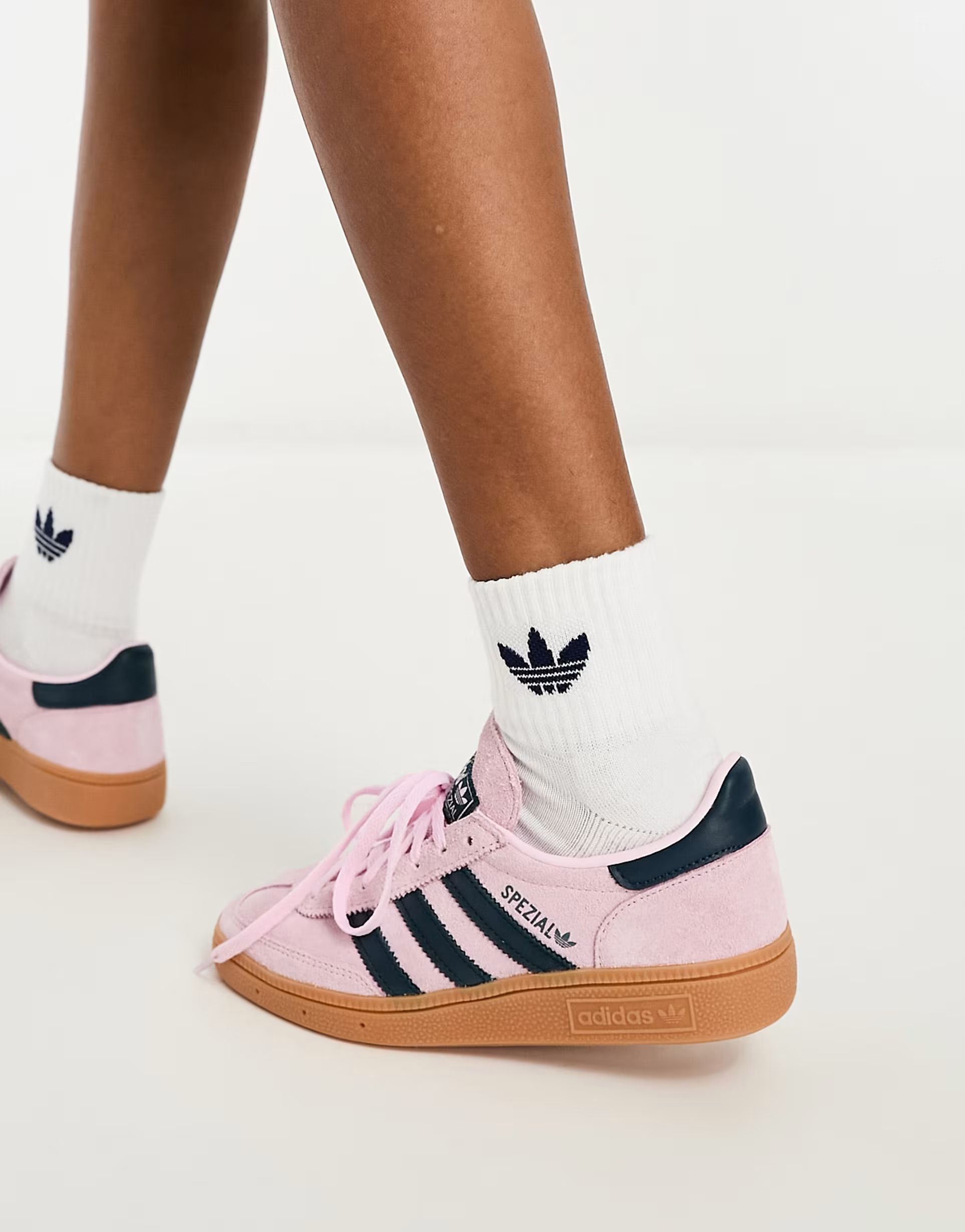 adidas Originals Handball Spezial gum sole trainers in pink and navy | ASOS (Global)