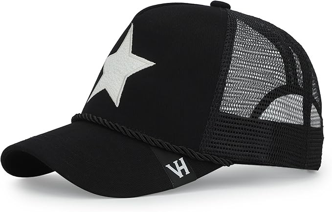 VINTAGE HAVANA Black Trucker Hats Women | Mesh Adjustable Snapback Hat | Men & Women Trendy Fashi... | Amazon (US)