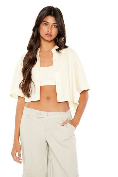 Cropped Linen-Blend Shirt | Forever 21