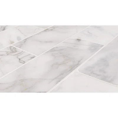 Calacatta Cressa Honed 4" x 12" Marble Subway Tile in White | Wayfair North America