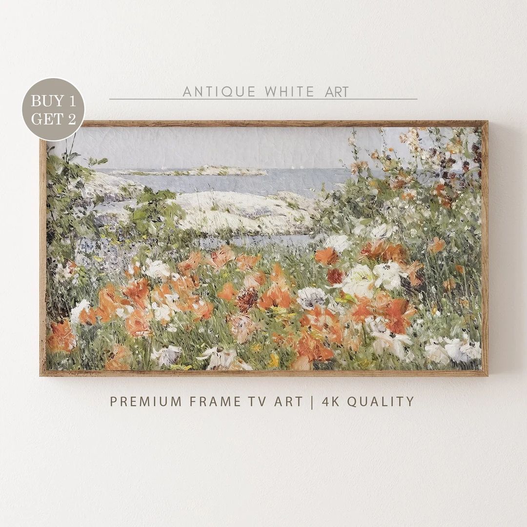 Samsung Frame TV Art, Spring Wildflower Field, Flower Meadow, Warm Tone Landscape, Country Painti... | Etsy (US)