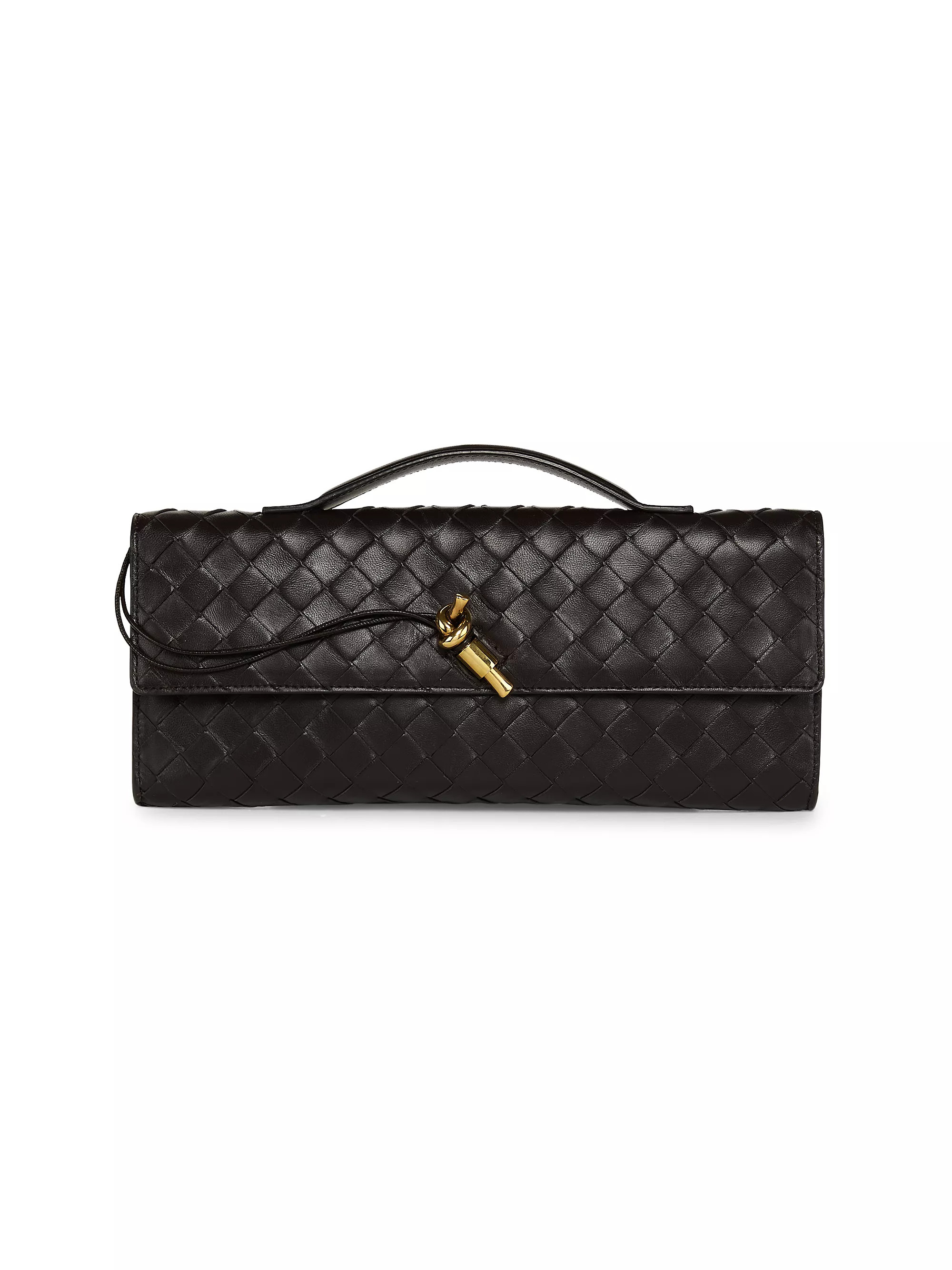 Andiamo Intrecciato Leather Top-Handle Clutch | Saks Fifth Avenue