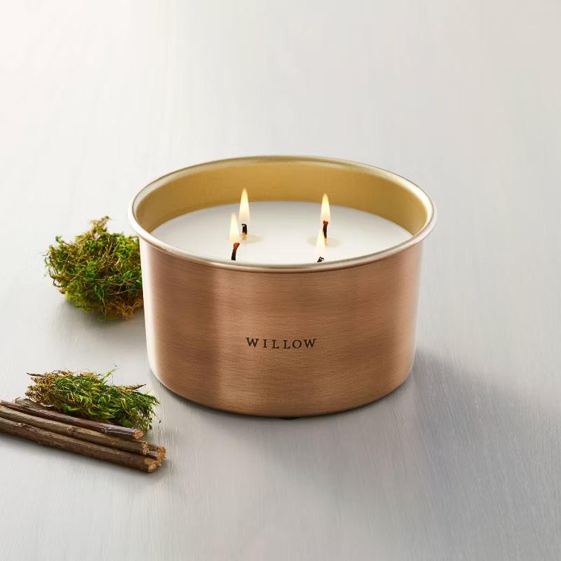 Lidded Metal Willow 4-Wick Jar Candle Brass Finish 20oz - Hearth & Hand™ with Magnolia | Target