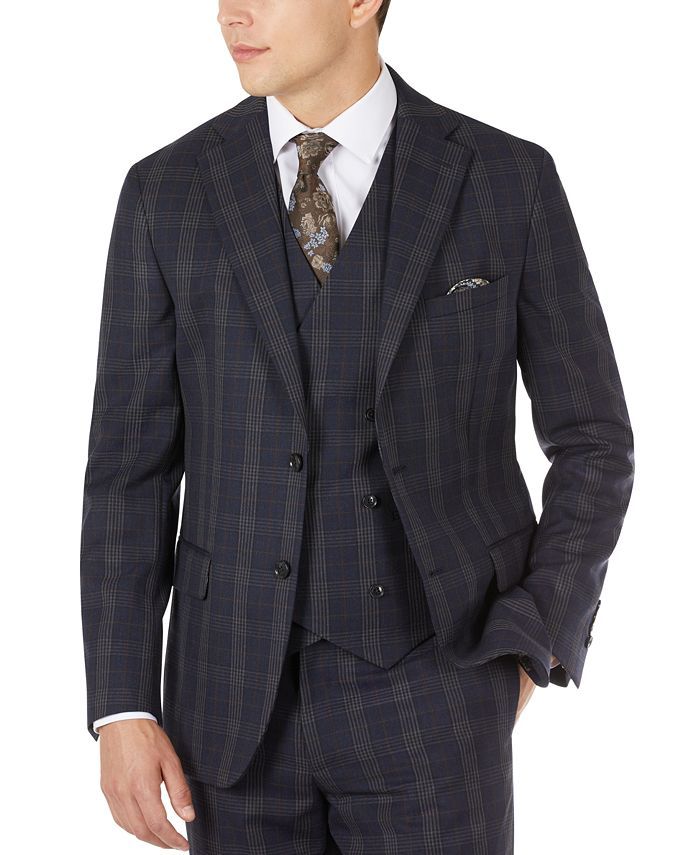 Tallia Men's Slim-Fit Wool Plaid Suit Jacket   & Reviews - Blazers & Sport Coats - Men - Macy's | Macys (US)