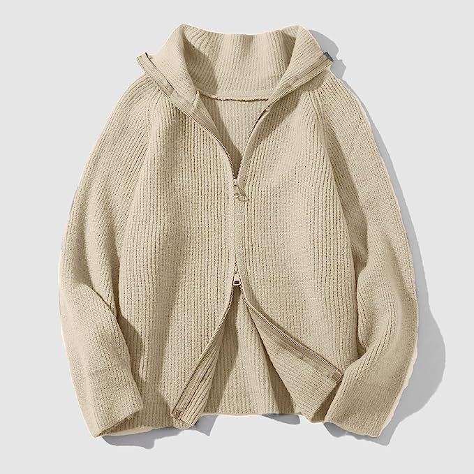 Womens Jacket Thick Knit Cardigan Zipper Design Lapel Sweater Women Womens Denim Jacket | Amazon (US)
