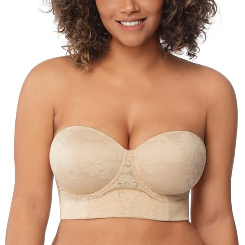 HSIA Longline Strapless Bras for Women Large Bust Plus Size Strapless Bra Heavy Breast Supportive Lift Corset Bras | Amazon (US)