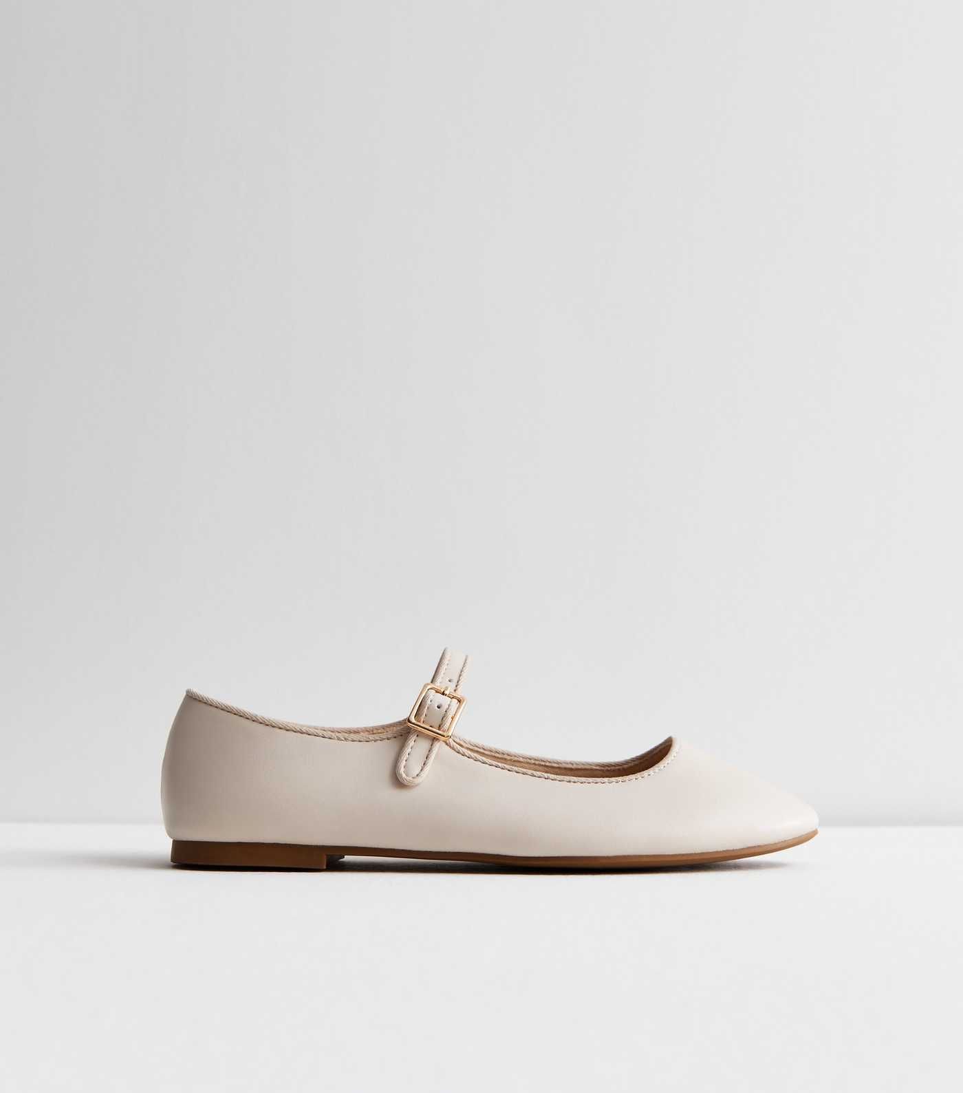 Off White Leather-Look Strappy Ballerina Pumps
						
						Add to Saved Items
						Remove from ... | New Look (UK)